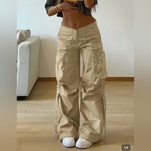 SHEIN Tan Wide Leg Cargo Pants